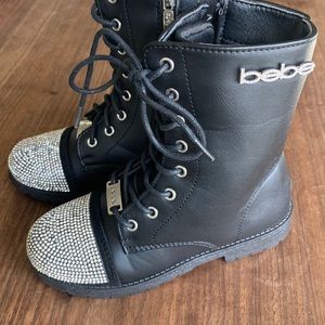 BEBE
GIRLS' RHINESTONE COMBAT ZIP BOOTS